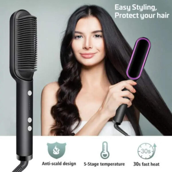 909 Hair Straightener Brush | 6 Heating Modes Electric Hair Straightener Comb (Random Color